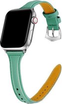 Geschikt voor Apple Watch bandje 42 / 44 / 45 / 49 mm - Series 1 2 3 4 5 6 7 8 SE Ultra - Smartwatch iWatch horloge band - 42mm 44mm 45mm 49mm - Fungus - PU Leer - Lichtgroen - Vro
