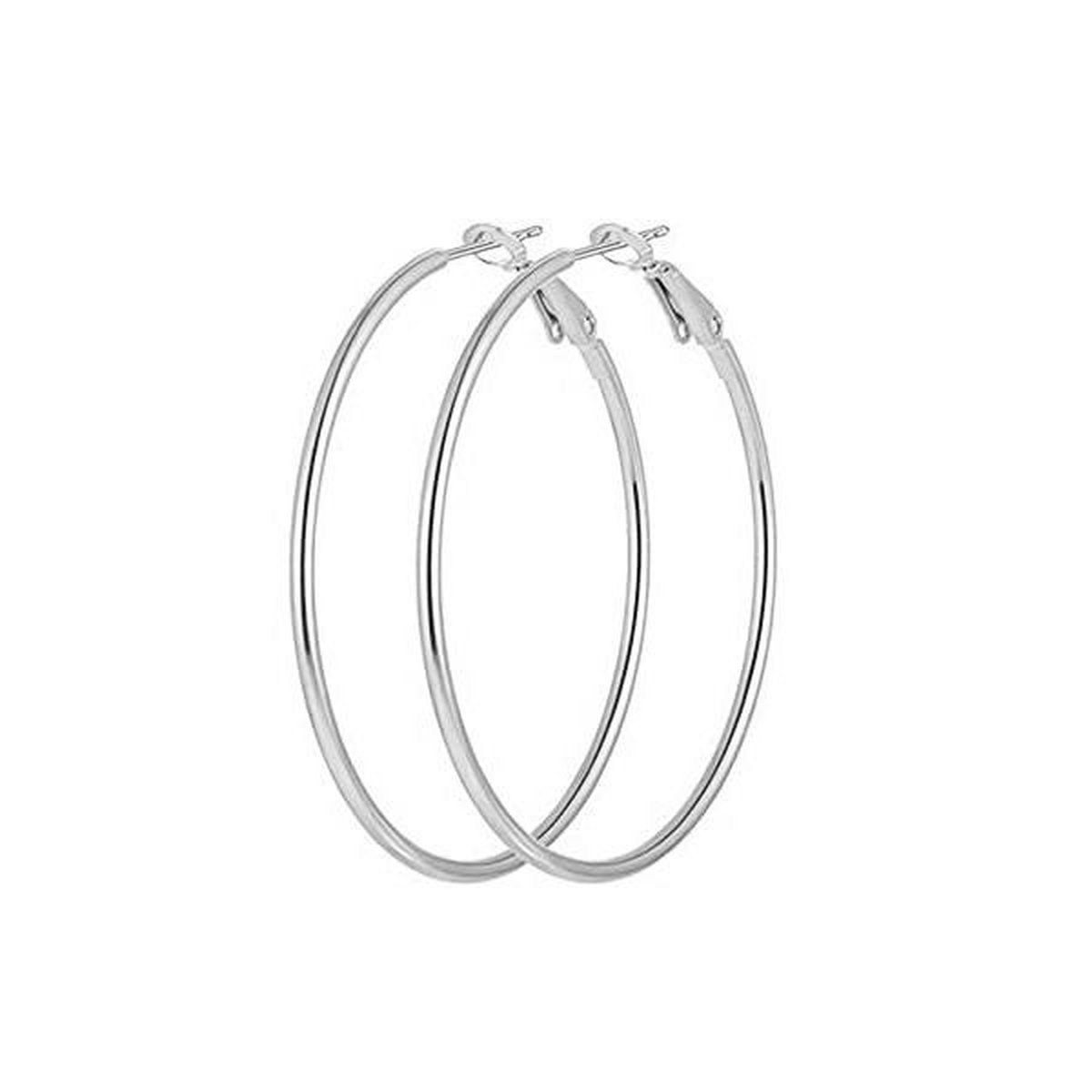 Oorringen 40 mm | Zilverkleurig | Clipsluiting | Ronde Buis | Fashion Favorite