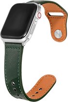 Geschikt voor Apple Watch bandje 42 / 44 / 45 mm - Series 1 2 3 4 5 6 7 SE - Smartwatch iWatch horloge band - 42mm 44mm 45mm - Fungus - PU Leer - Groen - Army