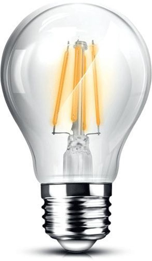 BRAYTRON-LED LAMP-COOL WHITE-ADVANCE-7W-E27-A60-CLR-6500K-ENERGY BESPAREND-ROND-GLAS