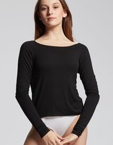 Temps Danse Baltik Bamboo long sleeve T-Shirt - Dames - Zwart - L - Yoga top wijde hals - Lange mouw -  Bamboe Viscose