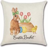 Kussenhoes Pasen - Easter Basket - Kussenhoes - 45x45 cm - Sierkussen - Polyester