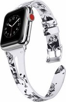 Geschikt voor Apple Watch bandje 38 / 40 / 41 mm - Series 1 2 3 4 5 6 7 8 SE - Smartwatch iWatch horloge band - 38mm 40mm 41mm - Fungus - PU Leer - Wit - Split