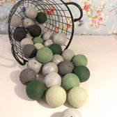 Katoenen bal voor lichtslinger - Cotton ball lights - Donkergroen - 2 stuks - 6cm