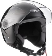 MOTO U53 Jethelm scooterhelm, motorhelm, voor vespa glans zwart, M, hoofdomtrek 57-58cm