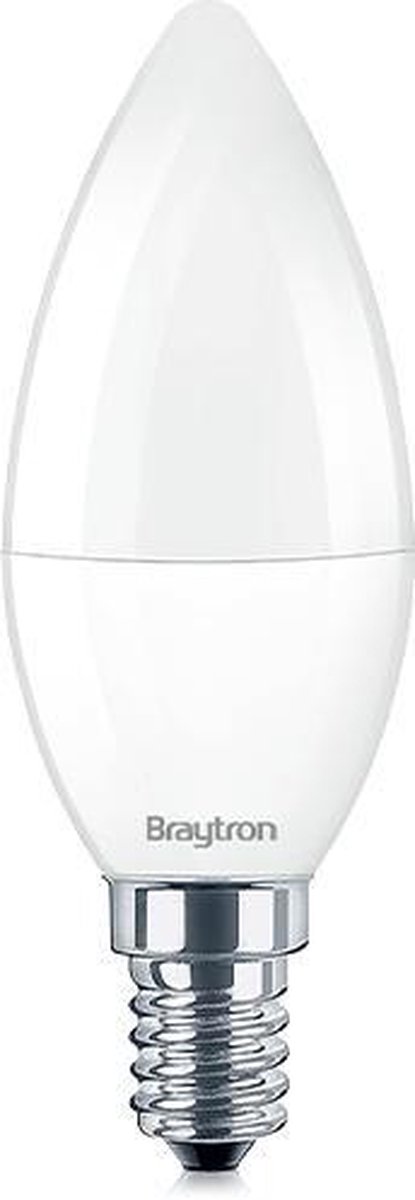 BRAYTRON-LED LAMP-WARM WHITE-ADVANCE-7W-E14-C37-3000K-ZEER ZUINIG-ENERGY BESPAREND-KAARS-THERMOPLASTIC