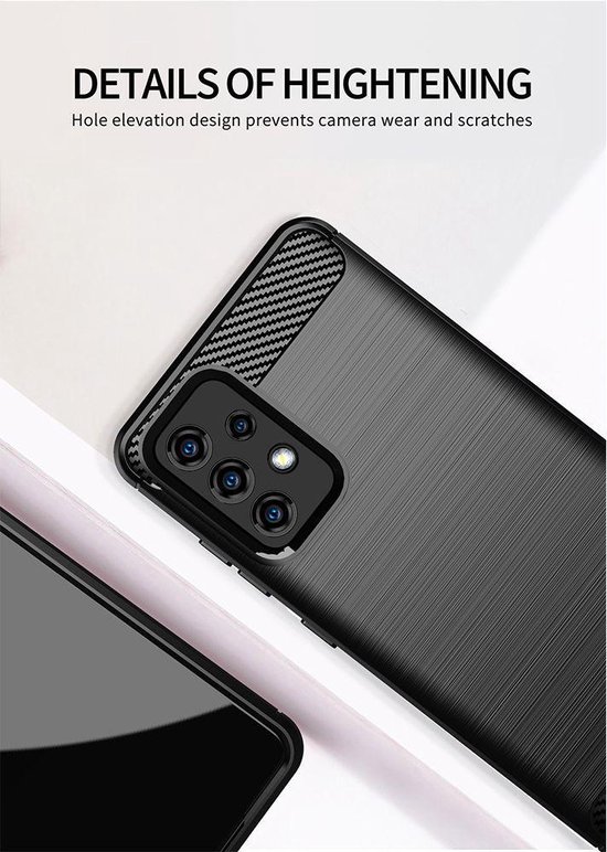 Samsung Galaxy A52 - A52s hoesje - MobyDefend TPU Gelcase - Geborsteld Metaal + Carbonlook - Zwart - GSM Hoesje - Telefoonhoesje Geschikt Voor Samsung Galaxy A52 - Galaxy A52s - MobyDefend