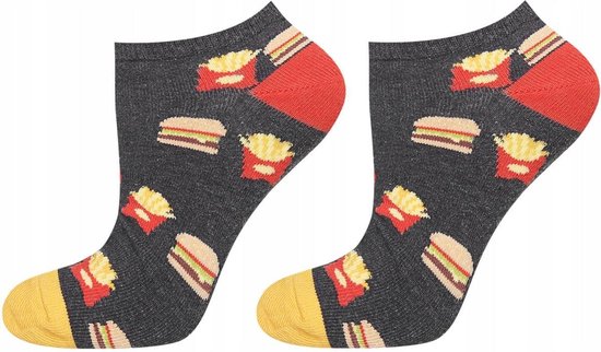 Verjaardag cadeau - Friet hamburger Sokken - Sneaker sokken - Friet
