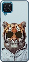 Samsung A12 hoesje siliconen - Tijger wild | Samsung Galaxy A12 case | blauw | TPU backcover transparant