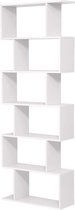 Nancy's Bexley Boekenkast - Open Kast - 6 Vakken - Bewerkt Hout - MDF - Zwart - Bruin - 70 x 23.5 x 190.5 cm
