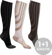 Sankom Compressiekousen - Verbeterde doorbloeding - 43-46 Regular - Kuitomvang 28-43 cm - Grijs - Set van 2