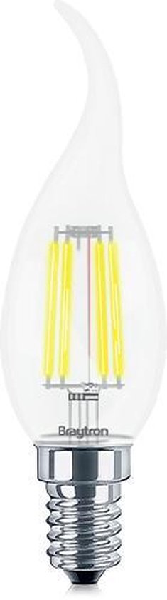 BRAYTRON-LED LAMP-WARM WHITE-ADVANCE-4W-E14-C35T-CLR-2700K-TIPKAARS-GLAS-ENERGY BESPAREND