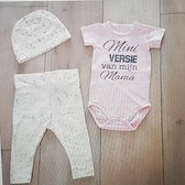 Rompertje Baby met tekst mama pakje cadeau geboorte meisje roze set aanstaande zwanger kledingset pasgeboren unisex Bodysuit | Huispakje | Kraamkado | Gift Set babyset kraamcadeau
