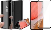 Hoesje geschikt voor Samsung Galaxy A72 - Spiegel Book Case - Zwart - Met Full Screenprotector