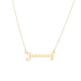 Nana dames ketting staal goudkleurig letter -"January"