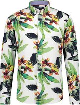 Haze&Finn Overhemd Print Wit/Groen (MC15-0110-04 - WhiteGreenJungleFlower)