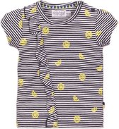 Dirkje - T shirt meisjes - Navy+ stripe+aop - Maat 56