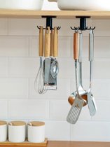 Keuken-organizer- haken- roterend- keukengerei-houder- lepels- zelfklevend- zwart- 2 stuks