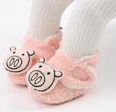 Schattige en warme Myggpp baby slofjes - dieren serie - varken/roze 0-6 mnd/11 cm