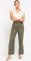 LOLALIZA Losse broek met riem - Khaki - Maat 40