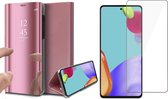 Samsung Galaxy A52 Hoesje - Spiegel Book Case - Roségoud - Met Screenprotector