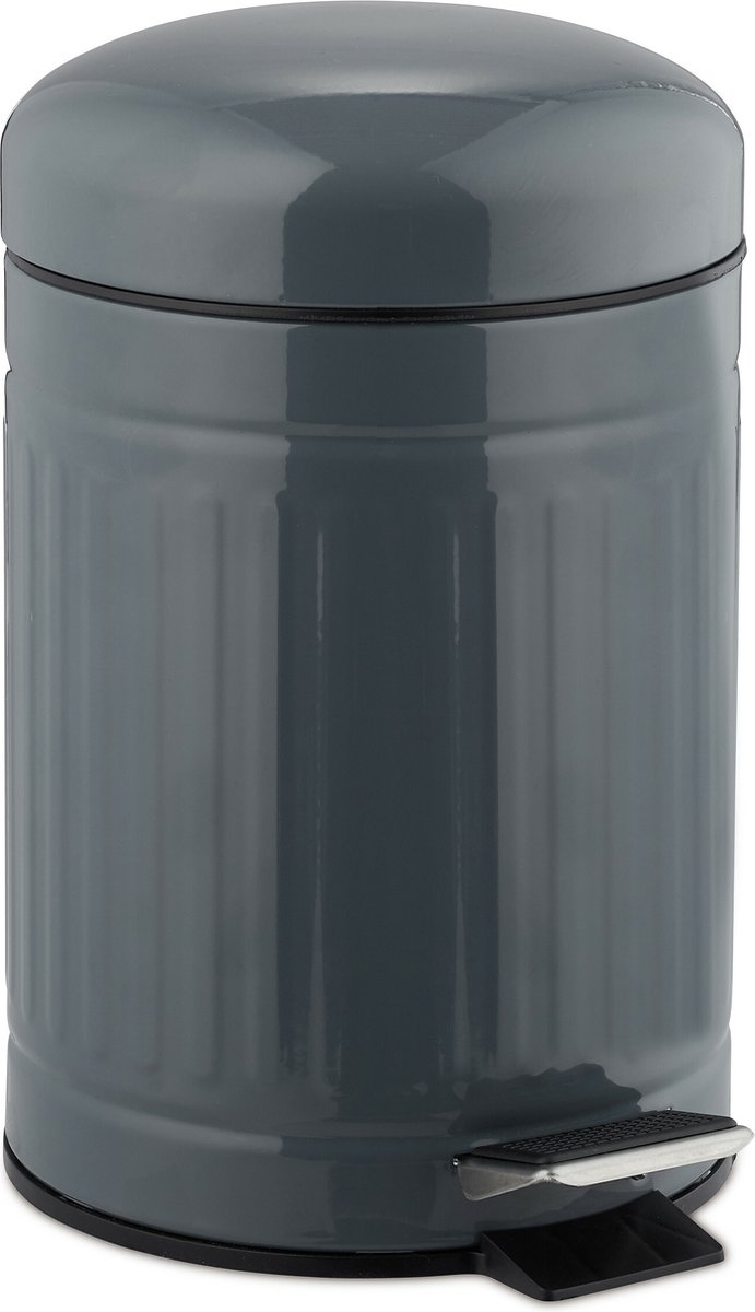 Relaxdays pedaalemmer 3 liter - RVS - prullenbak met deksel - vuilnisbak - binnenemmer - grijs