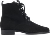 Hassia Vrouwen Suède Croco Veterboots / Laarzen / Damesschoenen 306242 - Zwart - Maat 37.5