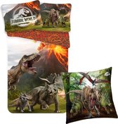 Dekbedovertrek Dino - Jurassic World - Dekbed jongens meisjes - 1persoons - 140x200 cm - incl. Sierkussen Dinosaurus
