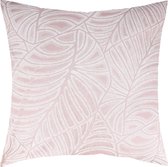 Oneiro's Luxe Sierkussen FOGLI Roze/Wit - 45 x 45 cm - sierkussens - Nylon - polyester - luipaard - interieur - kussens woonkamer - kussens - woonaccessoires - sierkussens groen