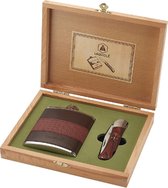 Laguiole Hunting Set - premium zakmes met veldfles in houten geschenkkistje