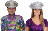 Luxe Burningman hat met pailletten en stenen, festival pet, Burningman hoed, zilver maat 60