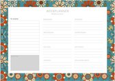 Weekplanner 21 x 29,7 - To Do List - Turquoise Botanic - A4 - Liggend - Familieplanner - Bureaubladplanner