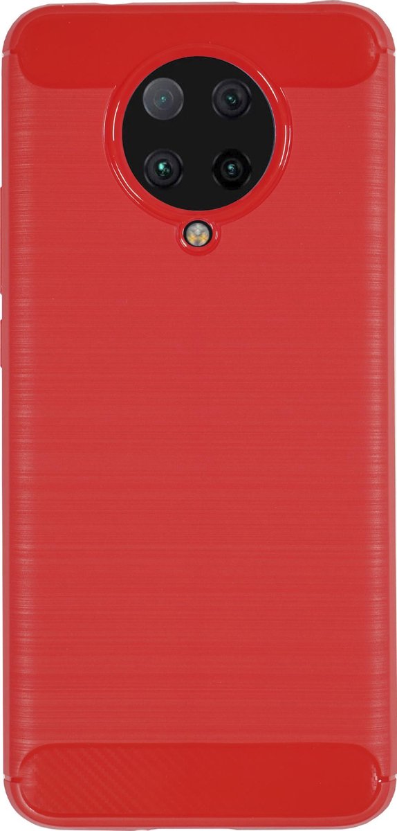 BMAX Carbon soft case hoesje geschikt voor Xiaomi Poco F2 Pro / Soft cover / Telefoonhoesje / Beschermhoesje / Telefoonbescherming - Rood