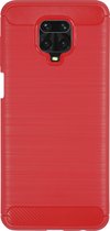 BMAX Carbon soft case hoesje geschikt voor Xiaomi Redmi Note 9 Pro / Soft cover / Telefoonhoesje / Beschermhoesje / Telefoonbescherming - Rood