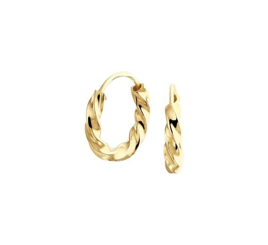 N-Joy Trendstyle 17319 14 krt gouden oorsieraden, klapoorringen, gedraaide buis