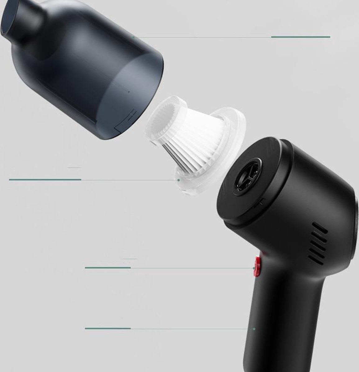 Xtabarya Handstofzuiger voor Auto, handstofzuiger draadloos met licht