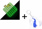 Pop it fidget toy pakket - Glow in the dark Simple Dimple sleutelhanger + Glow in the dark vierkant - Tiktok trend 2 stuks