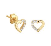 N- Joy Trendstyle 17351 Boucles d'oreilles en or 14 carats, cœur avec zircone