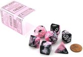 Gemini Polyhedral 7-Die Sets - Black-Pink W/White