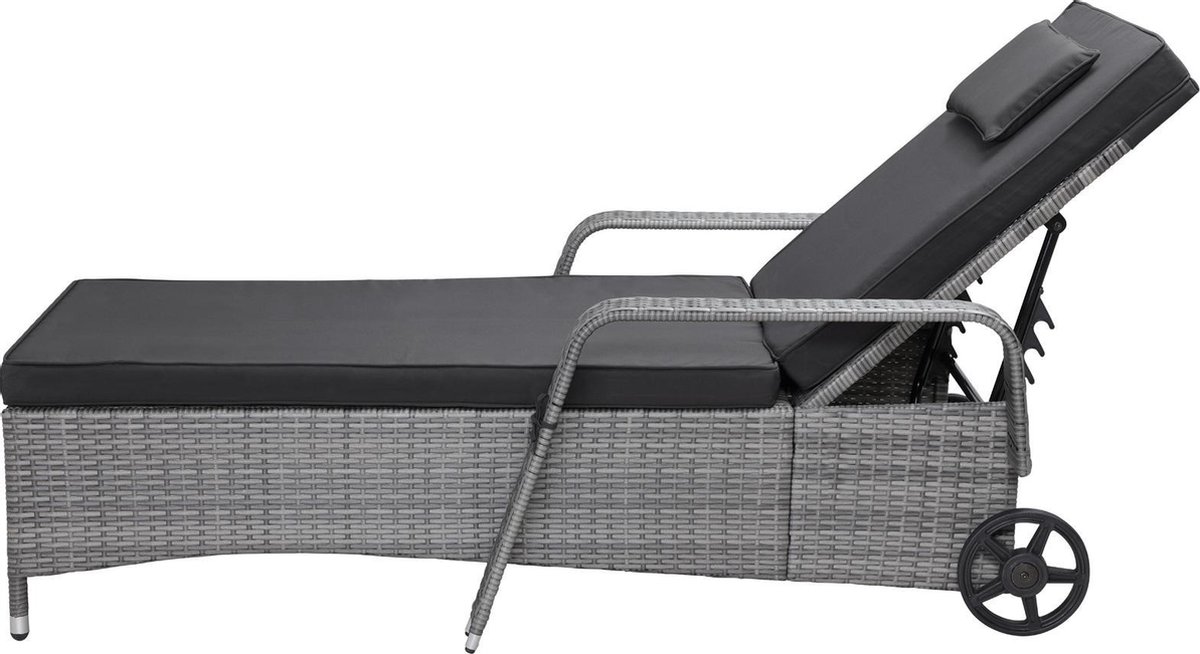 Casaria Polyrattan Tuinstoelen Set van 2 Stapelbare 7cm Kussens 160kg Laadvermogen Weerbestendig Terras Balkon Grijs