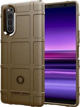 Sony Xperia 5 Hoesje - Mobigear - Rugged Shield Serie - TPU Backcover - Bruin - Hoesje Geschikt Voor Sony Xperia 5