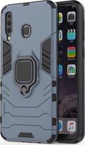 Samsung Galaxy M20 Hoesje - Mobigear - Armor Ring Serie - Hard Kunststof Backcover - Marineblauw - Hoesje Geschikt Voor Samsung Galaxy M20