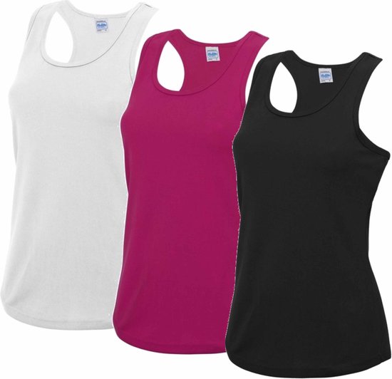 Voordeelset -  wit, roze en zwart sport singlet voor dames in maat Small(36) - Dameskleding sport shirts