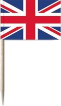 150x Cocktailprikkers Engeland/vk 8 cm vlaggetjes - Landen thema feestartikelen/versieringen