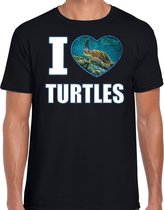 I love turtles t-shirt met dieren foto van een schildpad zwart voor heren - cadeau shirt schildpadden liefhebber 2XL