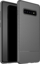 Samsung Galaxy S10+ Hoesje - Mobigear - Racing Serie - TPU Backcover - Grijs - Hoesje Geschikt Voor Samsung Galaxy S10+