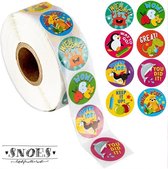 Snoes - sluitstickers 500 stuks - stickerrol - vrolijke kleurrijke diverse dieren stickers - beloningsstickers - stickers voor kinderen - schoolspullen - onderwijs - stickervellen - peuters -