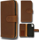 HB Hoesje Geschikt voor Apple iPhone 12 & 12 Pro Bruin - Lederen Portemonnee Book Case