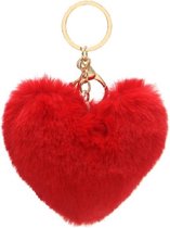 Sleutelhanger Fluffy Hart - 9 cm - Rood