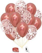 Rosé Gouden Confetti Ballonnen - 48 Stuks - Helium - Verjaardag